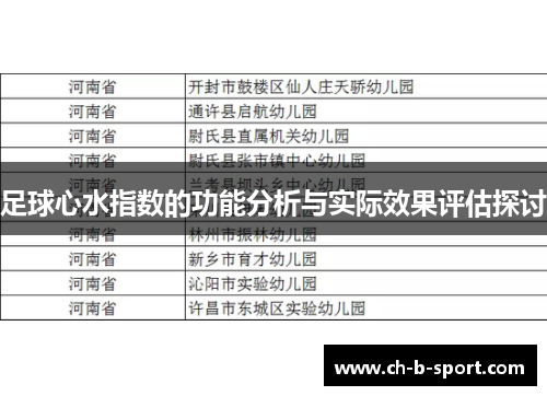 足球心水指数的功能分析与实际效果评估探讨